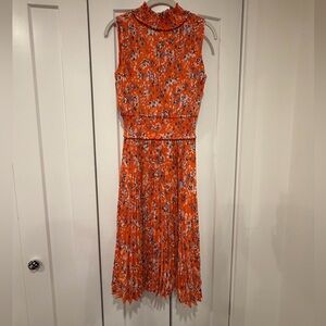 Nanette Lepore Orange Floral Midi Dress